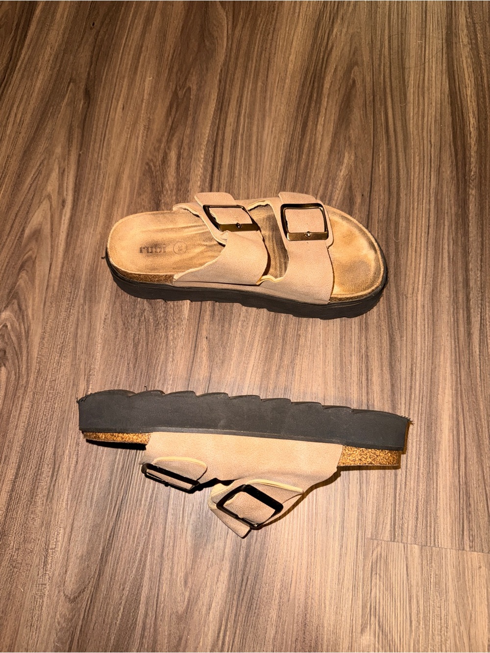 Cotton On Rubi tan brown platform buckle sandals